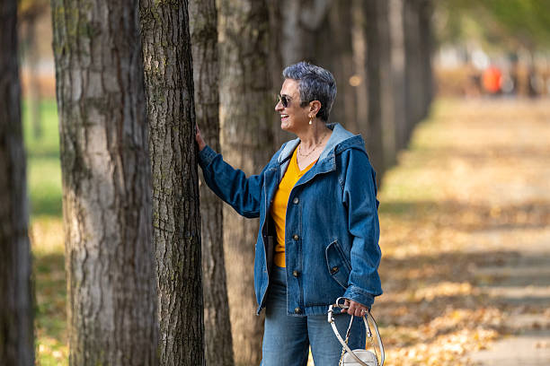 Beautiful tourist in Istanbul park on a fall day