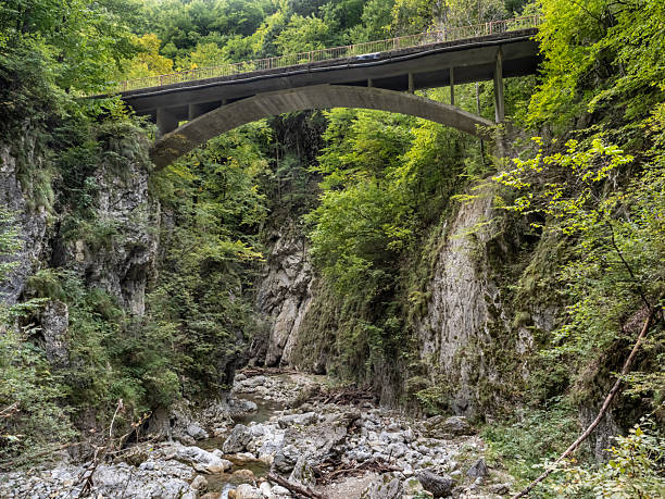 Spectacular bridge in Cheile Oltetului gorge, Polovragi, Gorj, Romania