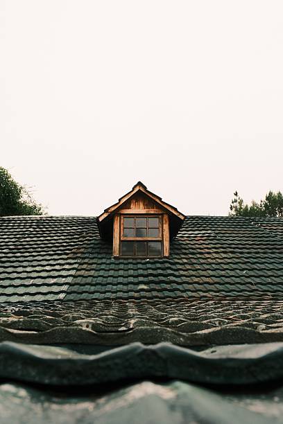 istock Wooden Dormer Window on Tiled Roof 2245370028