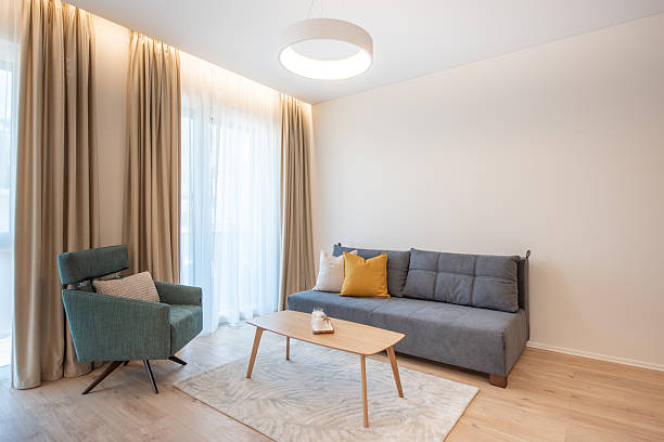 istock Modern Home Cozy Living Room With Comfortable Sofa and Stylish Minimalist Design 2245377247