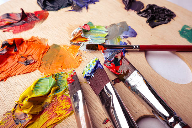 istock pallete for mixing oil paints 2245380673