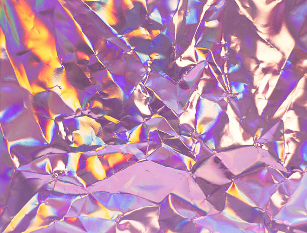 istock Iridescent Crumpled Foil Texture With Rainbow Colors And Glossy Reflections 2245388008