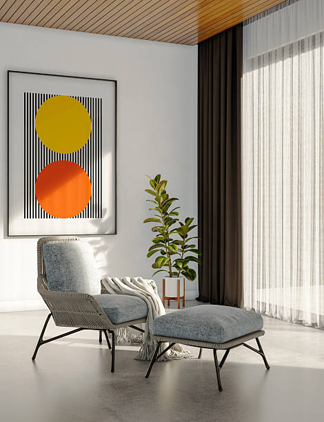 istock Large luxury modern bright interiors Living room mockup illustration 3D rendering image 2245391347