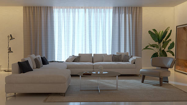 istock Large luxury modern bright interiors Living room mockup illustration 3D rendering image 2245391457