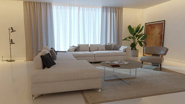 istock Large luxury modern bright interiors Living room mockup illustration 3D rendering image 2245391488