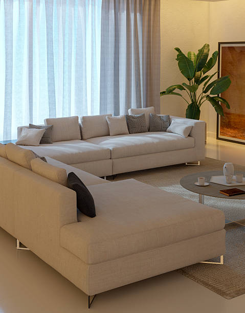 istock Large luxury modern bright interiors Living room mockup illustration 3D rendering image 2245391520