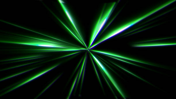 istock Green starburst beams on black 2245401712