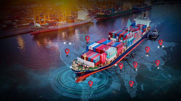istock Aerial top view containers ship cargo,  logistic and transportation international import export by container freight cargo ship with network on world map 2245411540