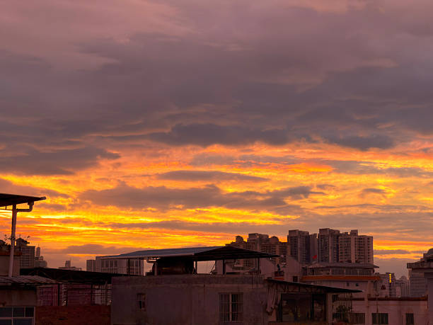 istock Magnificent city sunset with fiery clouds 2245420257