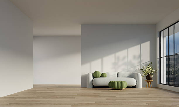 istock Interior design elegance in a minimalist living room setup. 3D render illustration 2245420608