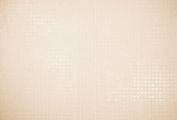 istock Cream light ceramic wall and floor tiles mosaic background in bathroom and kitchen. Design pattern geometric with grid wallpaper texture decoration pool. Simple seamless abstract surface clean. 2245421655