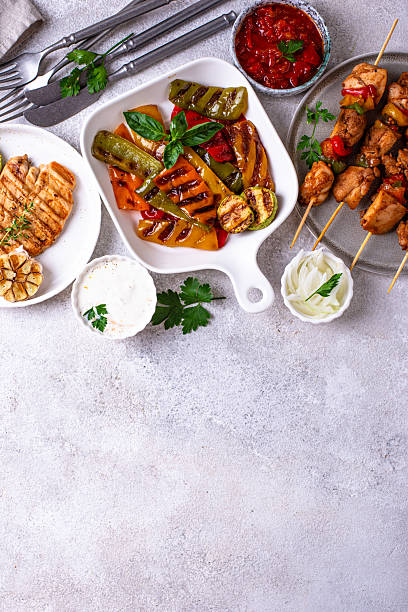 istock Assortment of grilled bbq meat and vegetables 2245423348