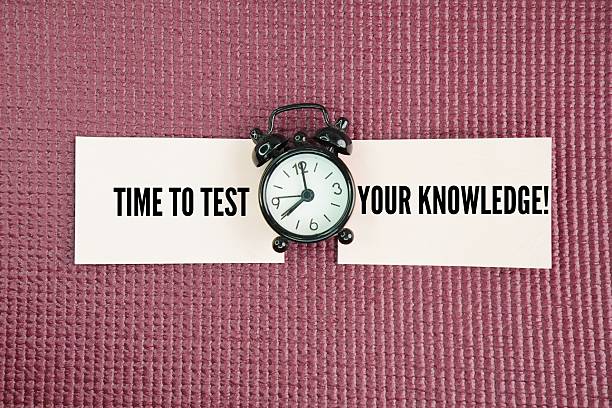Alarm clock paper with the words Time to test your knowledge! This is an invitation to take a quiz, and many different types are available, from general knowledge to specific topics like history