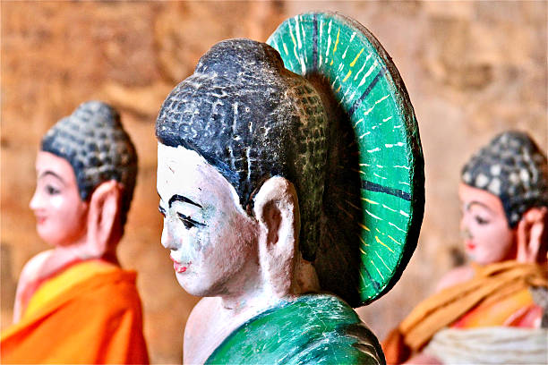 EXCU brightly colored Buddha face at Pre Rup temple, Cambodia