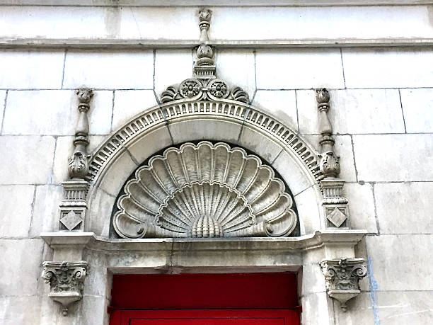 stone bas-relief above the door of a church in the Scottish capital Edinburgh; Edinburgh, Scotland