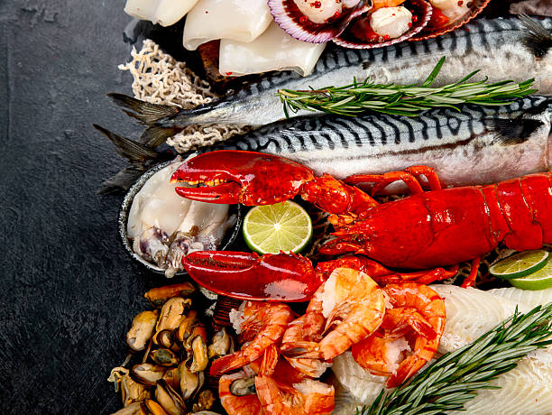 istock Assorted seafood. Mediterannean food concept. 2245432049
