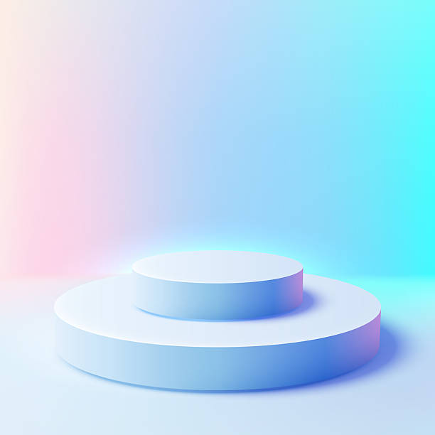 istock 3D Product Display Podium on Neon Pink Blue Gradient Background Minimalist Abstract Stand Presentation Platform Showcase 2245439608