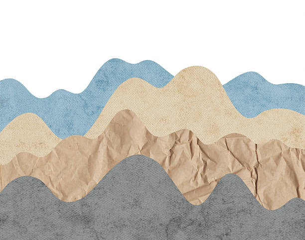 istock Abstract paper landscape with layered mountains in neutral and blue tones 2245444879