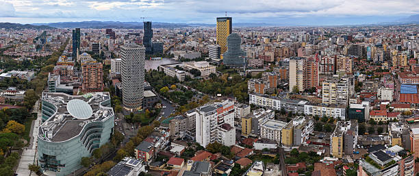 istock Panoramic aerial view of Tirana 2245447021