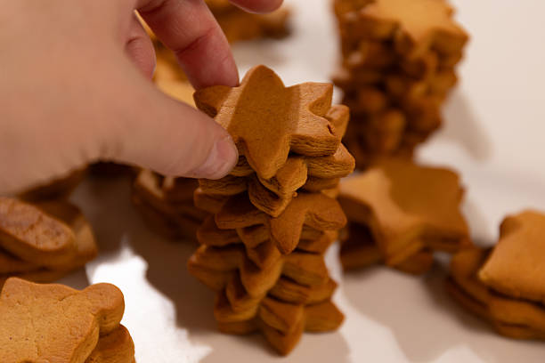 istock Stacking Gingerbread Star Cookies for a Christmas Holiday Treat 2245451167
