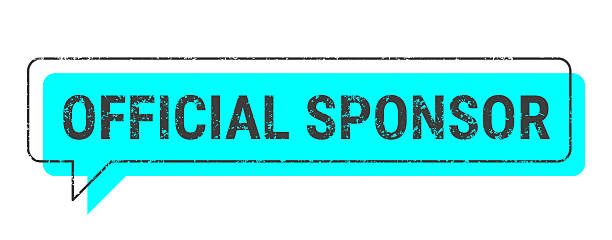Official Sponsor. Speech bubble, banner, label for your own design, isolated on a white background. The speech bubble is neon blue with a black textured frame and text. Trendy banner with a grunge effect. Vector Illustration (EPS file, well layered and grouped). Easy to edit, manipulate, resize or colorize. Vector and Jpeg file of different sizes.
