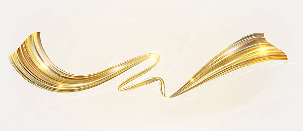 istock Realistic abstract gold ribbon. Yellow metallic swirl line. Luxury golden flow 2245452537