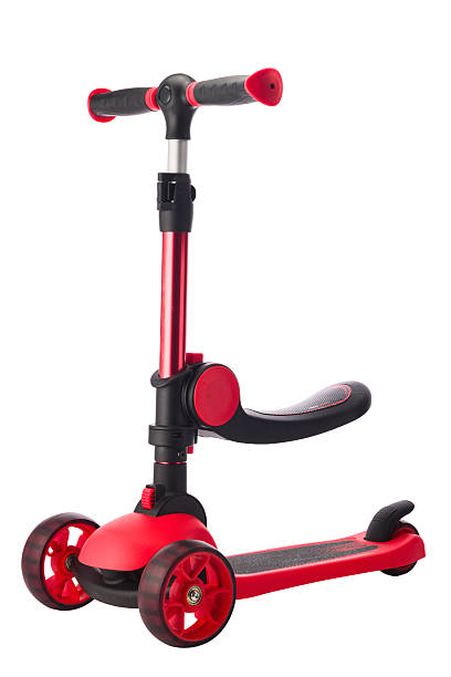 istock Red Kick Scooter With Adjustable Handlebar, Three-Wheel Design, And Sturdy Deck For Kids 2245456352