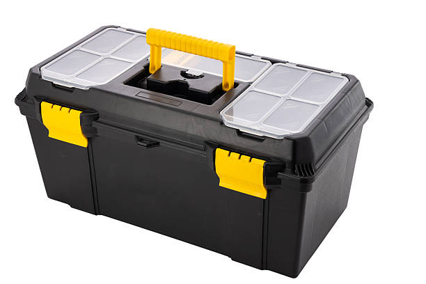 istock Heavy Duty Toolbox With Yellow Latches And Handle For Storage And Organization 2245456373