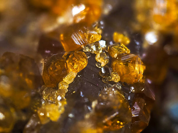 istock High-end garnet crystals on smoky quartz, Geology 2245463187