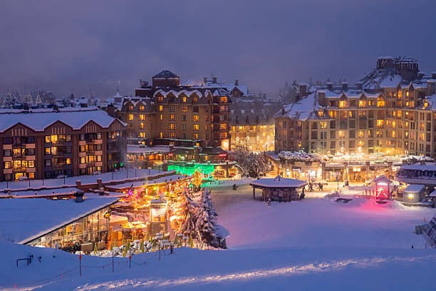 istock Ski resort in winter, evening view, Whistler 2245464184