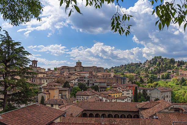 istock Citta Alta Bergamo panoramic skyline with churches villas and red rooftops under blue sky 2245466588