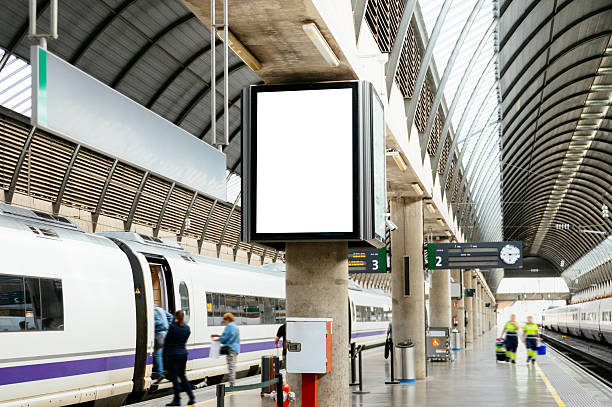 istock Blank advertisement poster in a railroad station 2245474381
