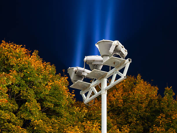 Sports stadium lights at dusk, Vicenza