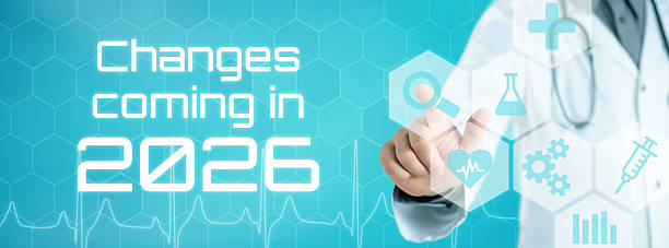 istock Doctor touching an icon on a futuristic interface - Changes coming in 2026 2245485018