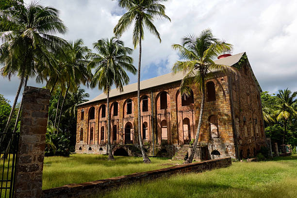 The abandoned prison hospital building on Île Royale, Salvation Islands, French Guiana