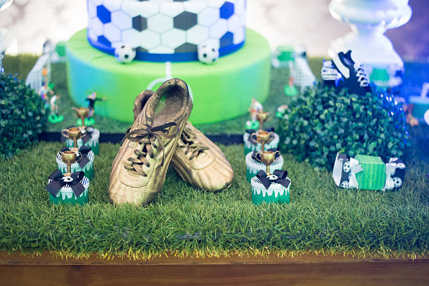 Birthday table decorated football theme
