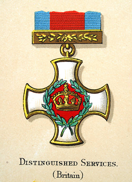 istock History medals and awards, Distinguished Service Cross, British, Vintage illustration, 19th Century, Victorian 2245506403