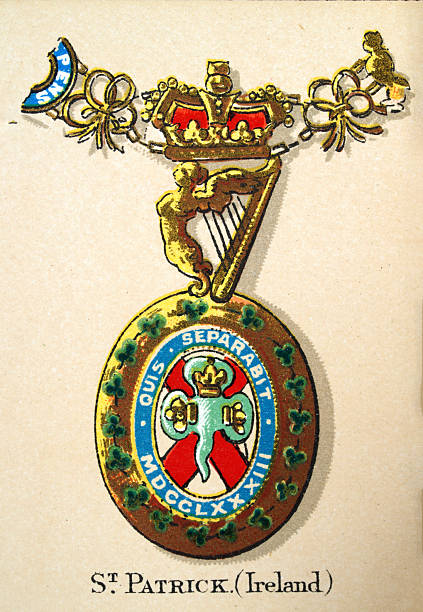History medals and awards, Order of St Patrick, Ireland, Vintage illustration, 19th Century, Victorian