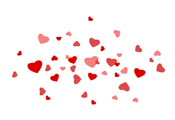 istock Splashes of red hearts on a white background. Valentine's Day Card 2245525243