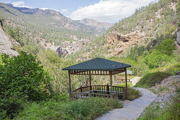 istock Gazebo mountain path in the nature park 2245528505