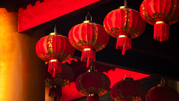 istock Traditional red lanterns at Taiwanese temple in Taichung 2245538751