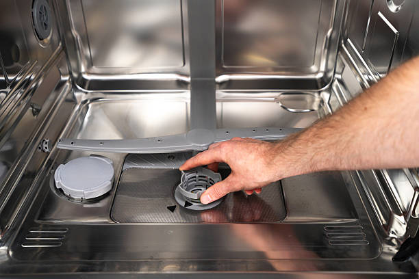 istock Repairing a broken dishwasher in a modern kitchen apartment 2245549724