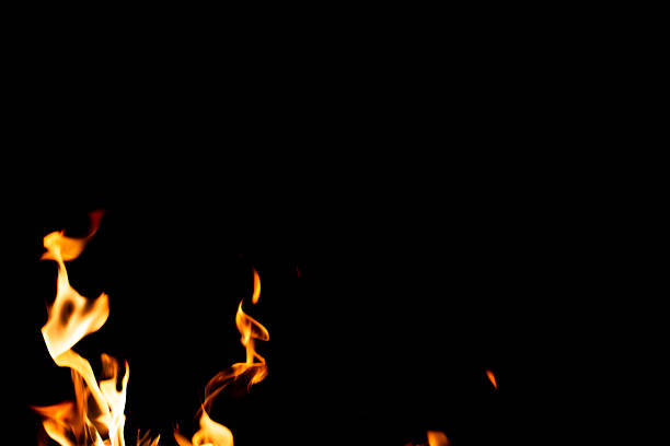 burning fire flame on the black background