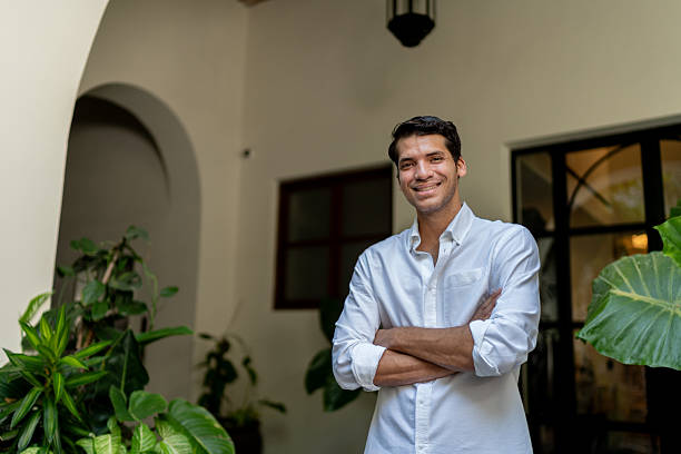 istock Portrait of young man at hotel 2245567470