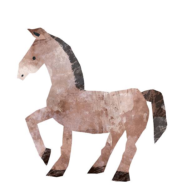 istock Brown horse illustration with paper-cutting style texture 2245573734