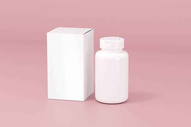 istock White pill bottle and paper box 3d mockup image for medicine product showcase 2245576384