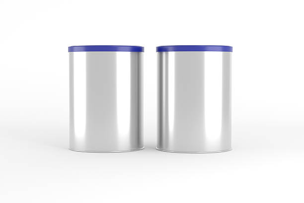 Food and Milk powder container tin can 3D rendering mockup