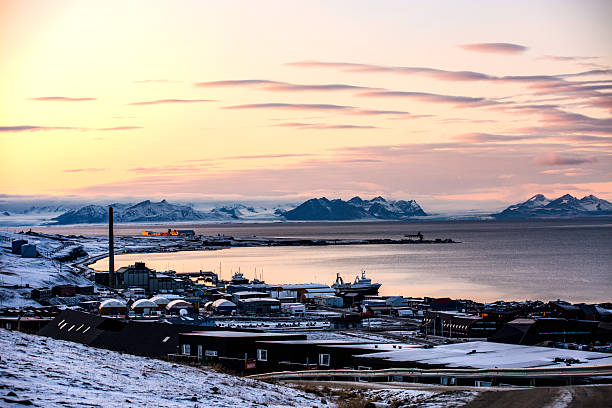 istock Longyerbeyen, Svalbard, The sky is filled with clouds, creating a serene and peaceful atmosphere 2245580029