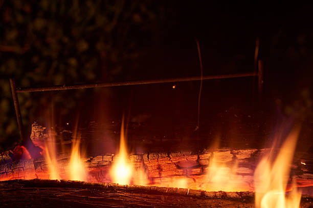 The trail of sparks flying from a bonfire. A depiction of raw energy.