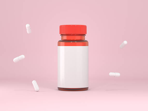 istock Supplement Vitamin pill black bottle with capsules 3D render 2245584311